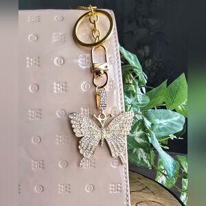 Gold Butterfly Bag Charm Key Chain NIP